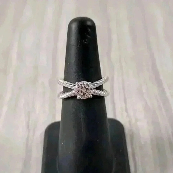 David Yurman Platinum Crossover Cable 1.00ct GIA Round Diamond Engagement Ring - Picture 8 of 12